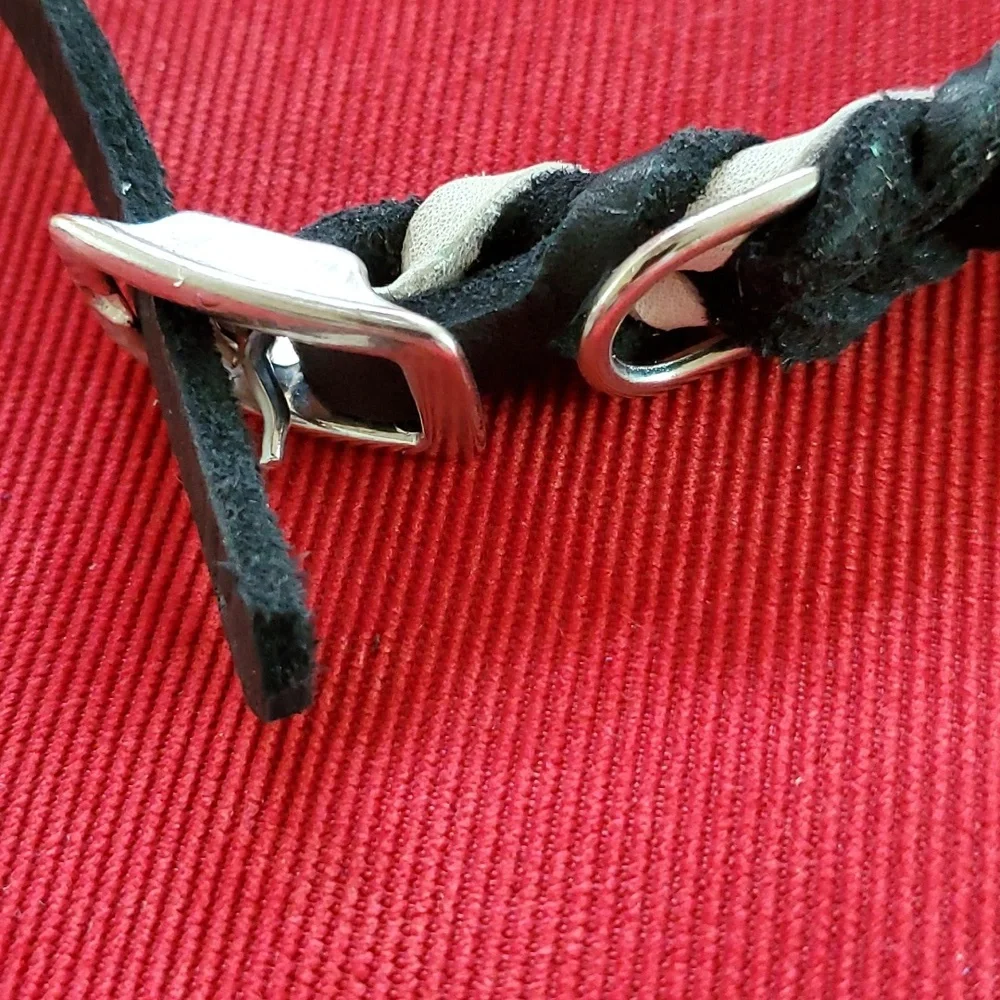 Brand New Leather Dog Collar Black/White 10 inch